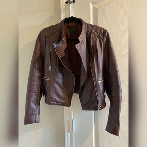French Connection Goat Leather Jacket size 0 Maroon/Burgundy